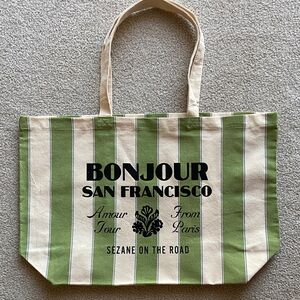 NEW Sezane Bonjour San Francisco Limited Edition Striped Canvas Tote